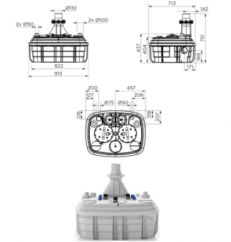Размеры насоса SFA Sanicubic 2 XL VX