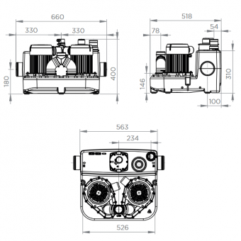 Размеры насоса SFA Sanicubic 2 GR HP S